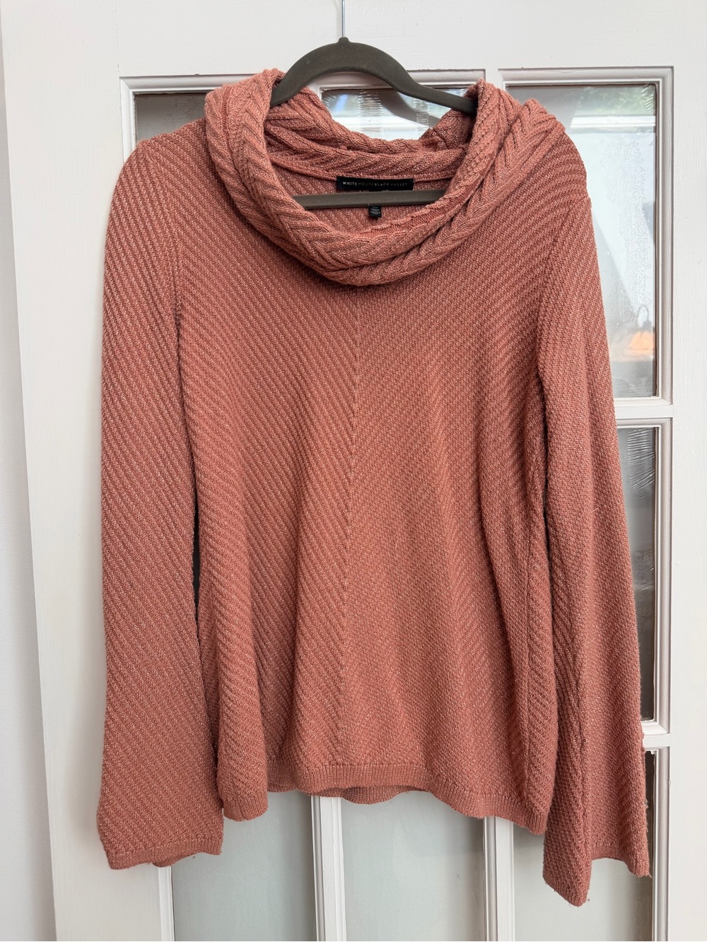 WHBM White House Black Market Mauve Metallic Sparkly Cowl Neck Sweater Size L